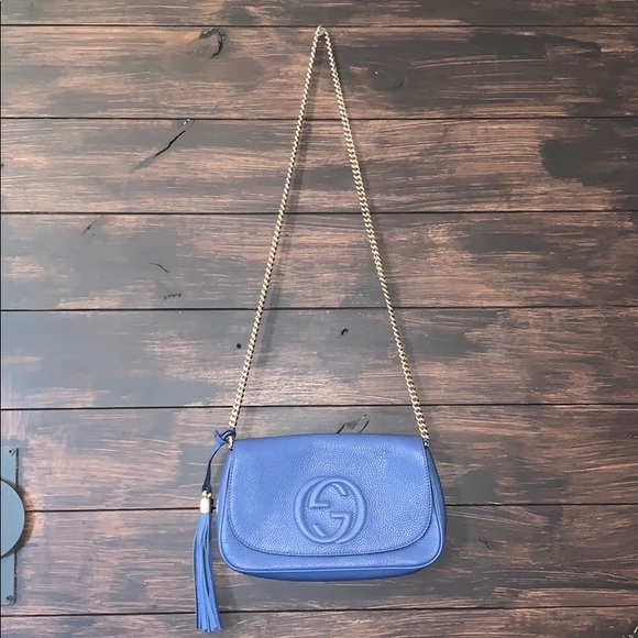 Gucci Blue Bag with Gold Chain - Picture 1 of 7
